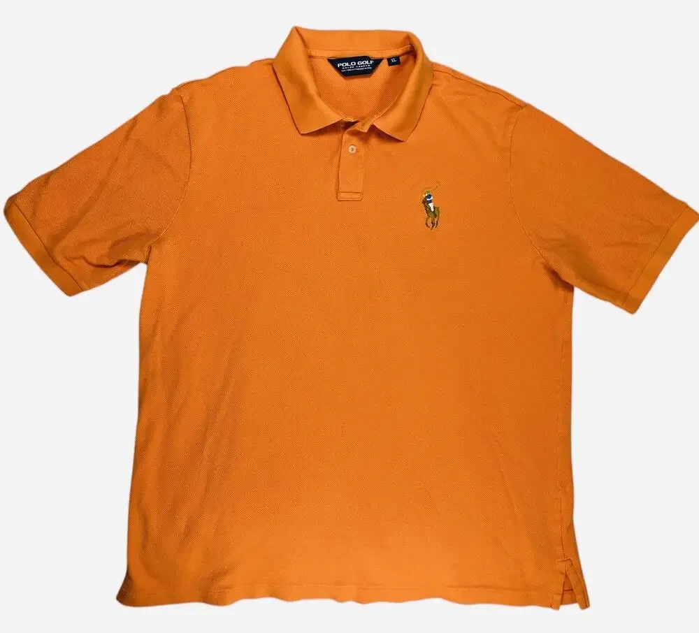 Polo Golf Ralph Lauren Men’s XL Orange Pima Cotton Polo Shirt Big Pony